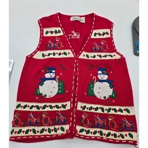 Vintage Red Christmas Snowman Vest By Resource